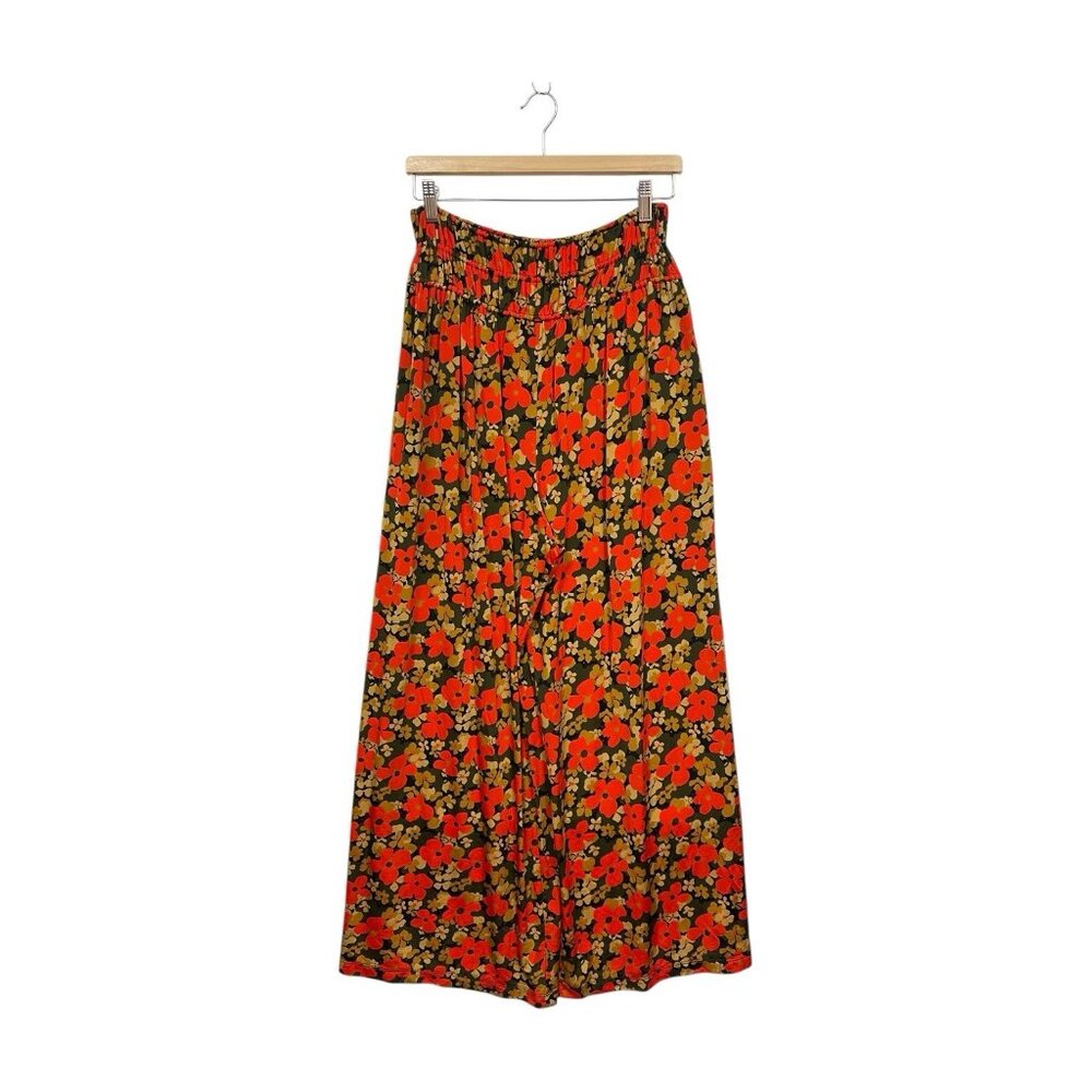 Rosetta Getty Wide Leg Floral Pants Size S Small Red